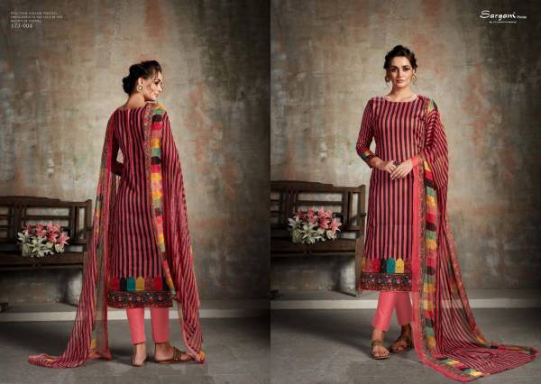 Sargam Jolly Pure Zam Designer Prints With Hand Work and Satin Dyed bottom with Pure Bemberg Print Dupatta Collections